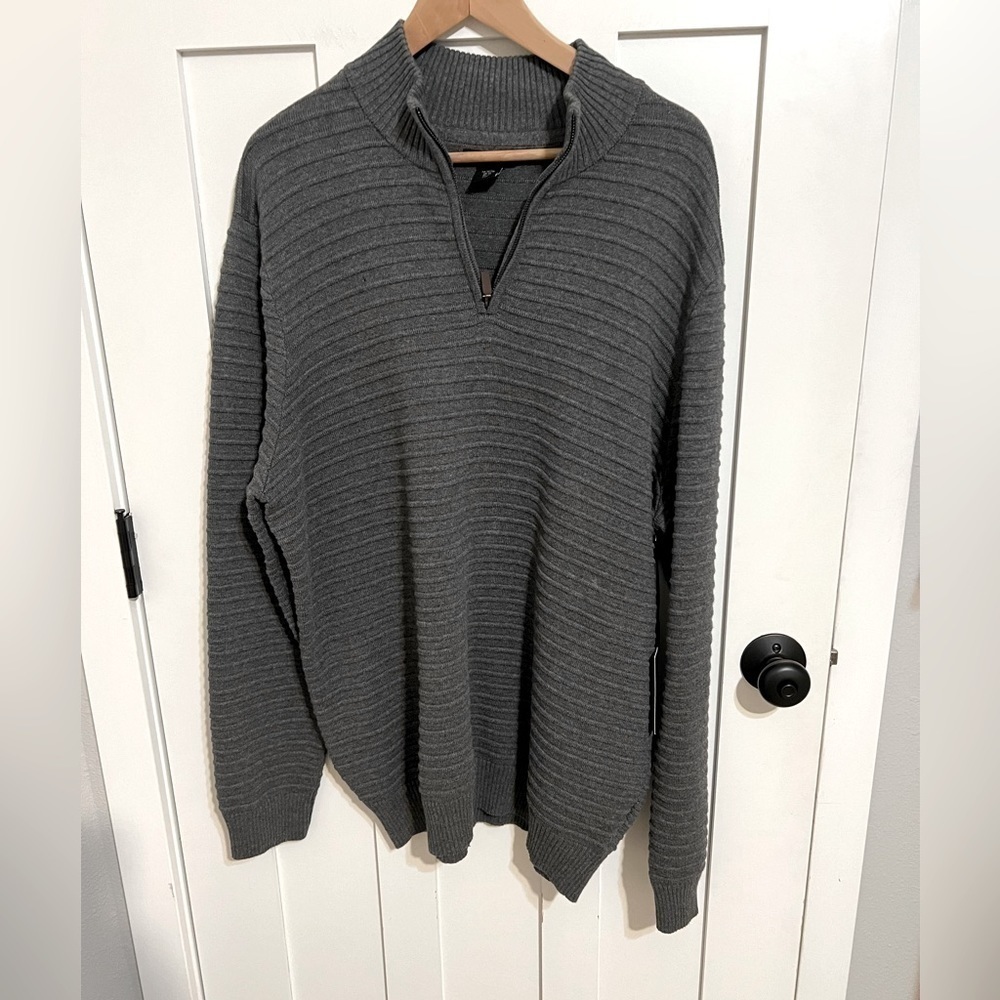 Porter + Ash 1/4 zip sweater Gray Size XL 100% Cotton NWT